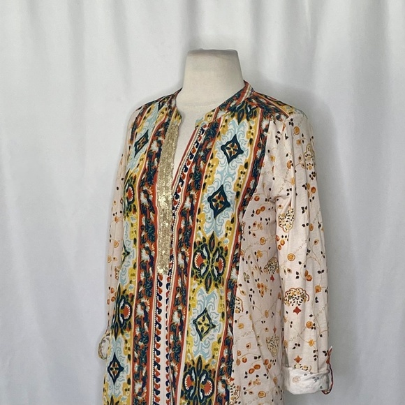 Anthropologie TINY Devas Popover Top Floral Sequins Mixed Materials Boho Small - Picture 6 of 10